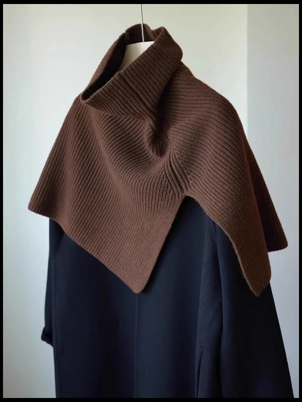 Irregular High Collar Knitted Scarf Women's Winter Outerwear Fashionable Overhead Neck Warmer Cosy Shawl Korean Style Wrap