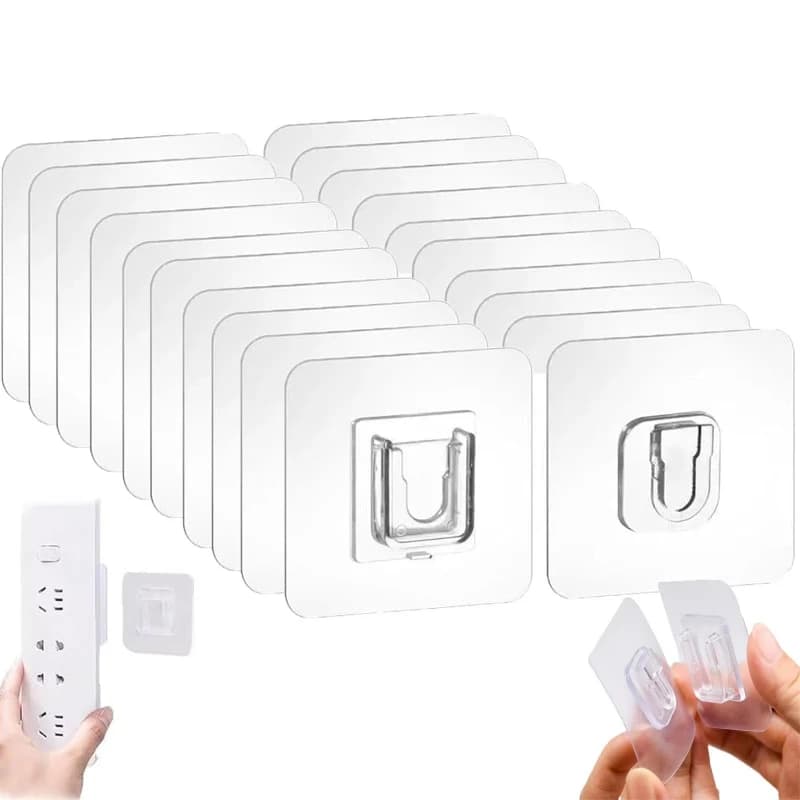 5/10/30pairs Double-Sided Adhesive Hooks Waterproof Suction Cup for Bathroom Kitchen Organization Router Socket Fixed Buckles