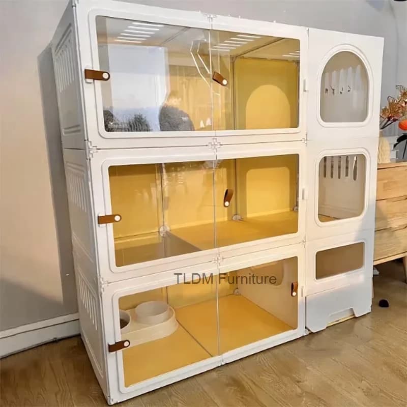 Gabbia per Gatti Multistrato Integrata Villa Trasparente per Gatti Recinto Interno Armadio per Animali con Lettiera Chiusa Accessori per Animali P Z