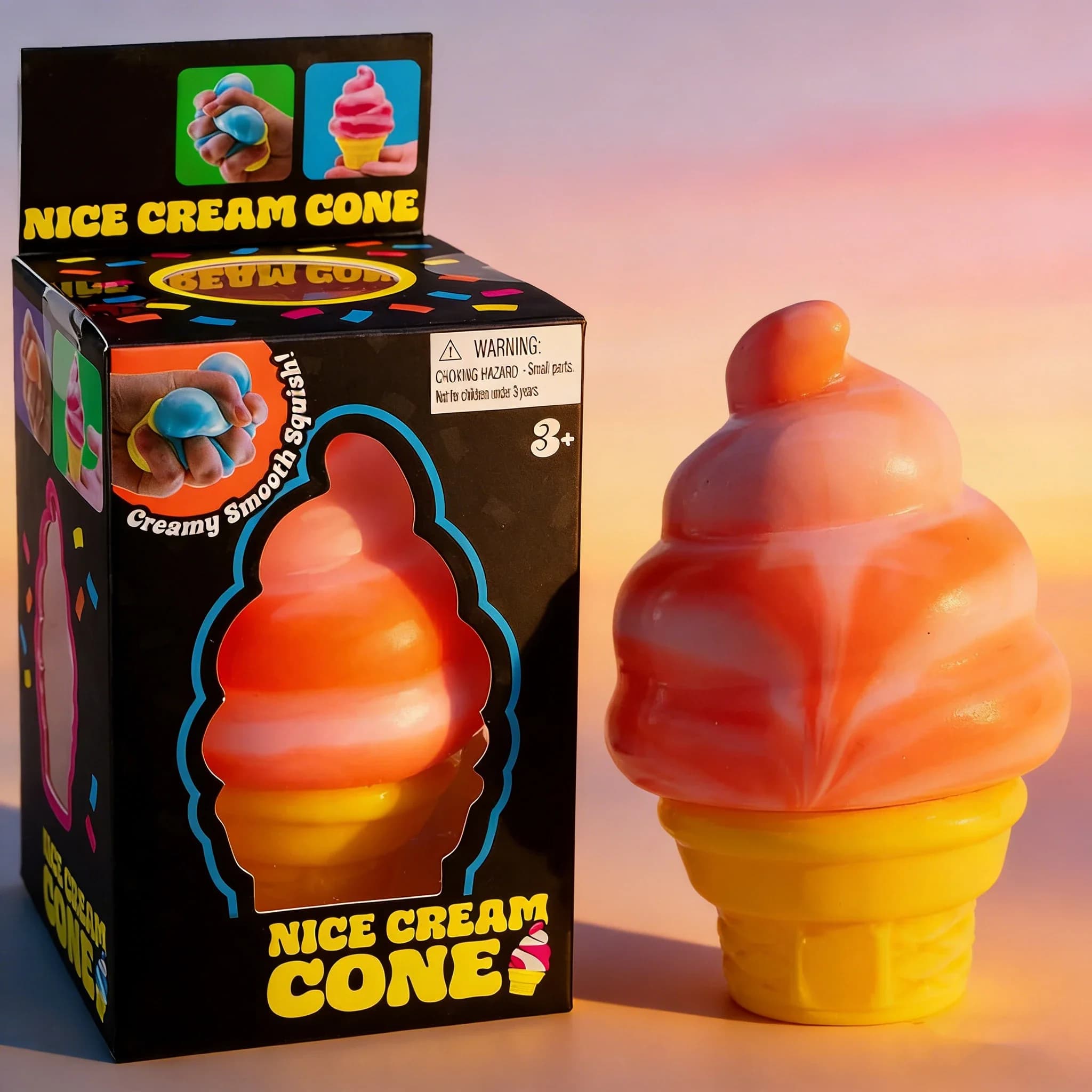 Giocattolo Antistress Sensoriale a Forma di Cono Gelato Colorato per Ansia e Concentrazione, per Adulti e Bambini