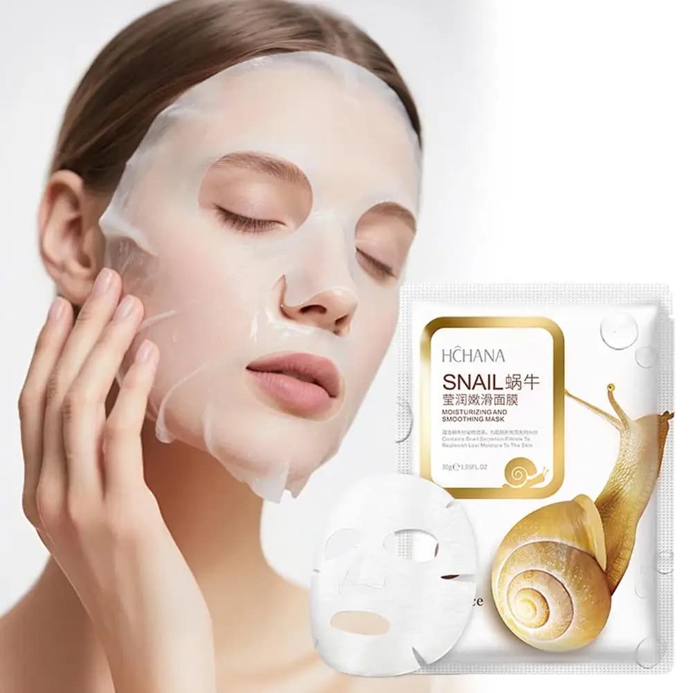 Maschera Viso Antirughe al Collagene con Estratto di Bava di Lumaca, Riduce le Linee Sottili, Rassoda la Pelle, Idratante e Illuminante, Cosmetico Coreano per la Cura della Pelle