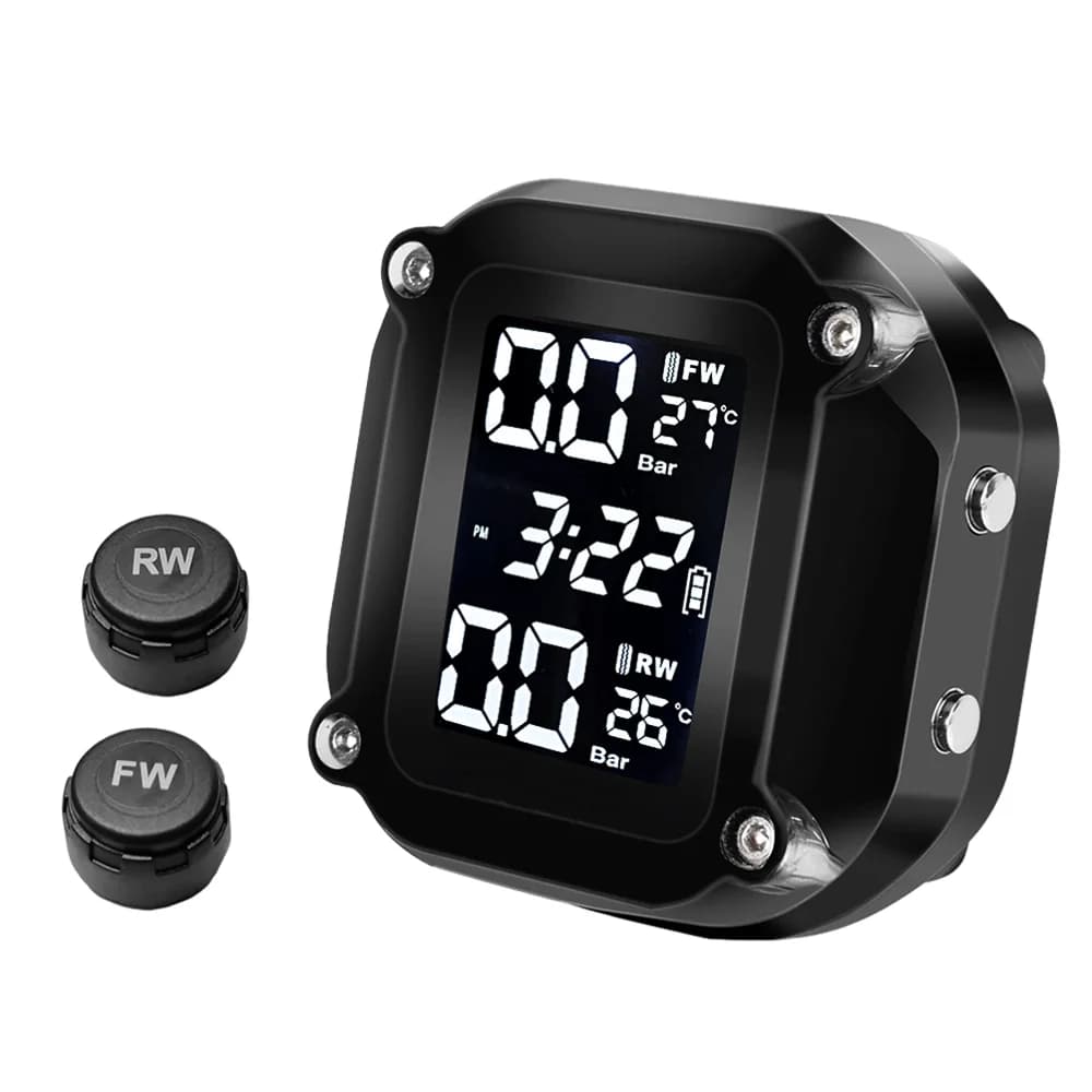 Sensori di Pressione Pneumatici per Moto, Sistema di Monitoraggio Pressione Pneumatici TMPS, Sensore Esterno per 2 Ruote di Moto e Biciclette