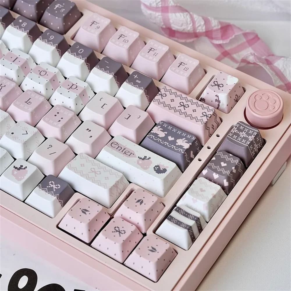 Strawberry Bunny Maiden 129 Key Covers Custom Cherry Covers for Mechanical Keyboard Spare Caps 60/70/104