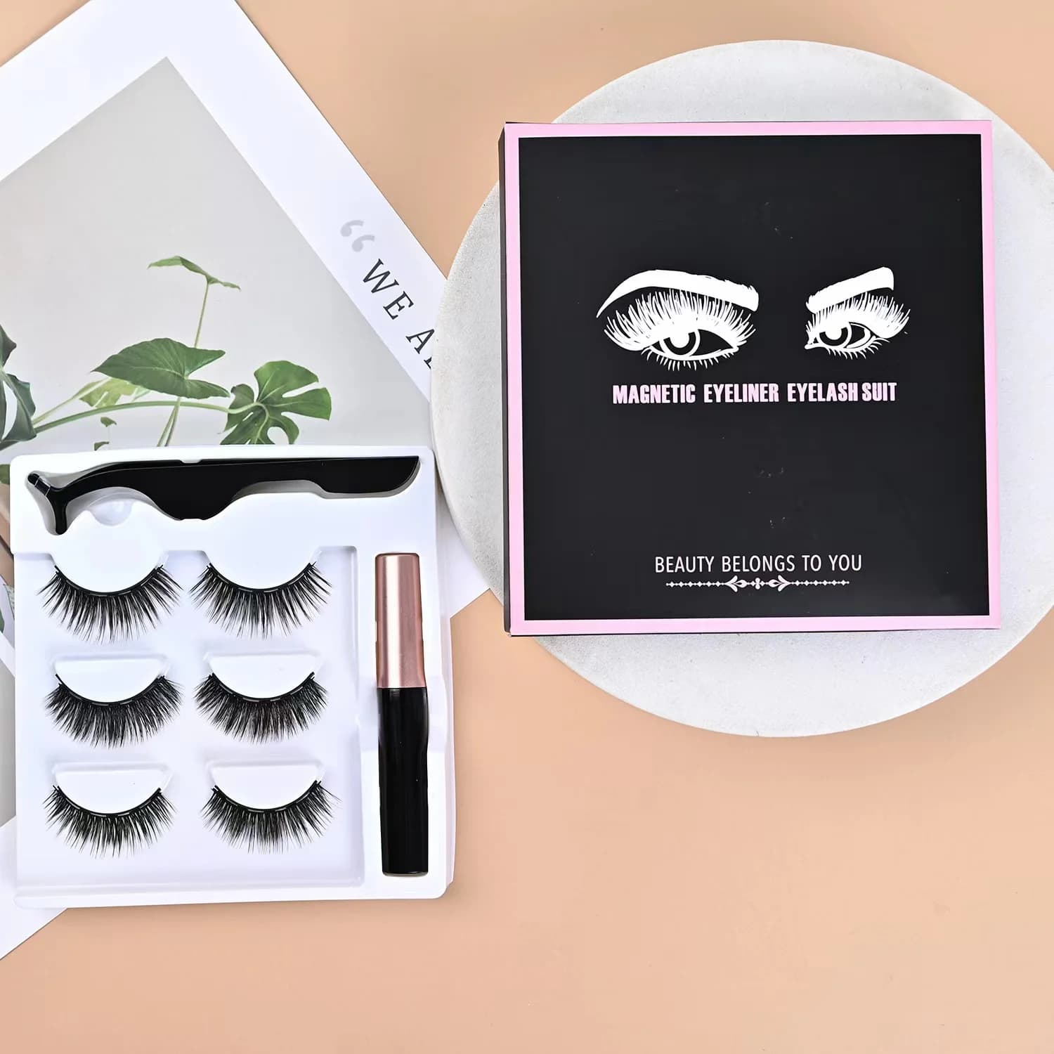 Set di ciglia magnetiche e matite per eyeliner-leggero, resistente al sudore, resistente, dall'aspetto naturale-ciglia di visone artificiali