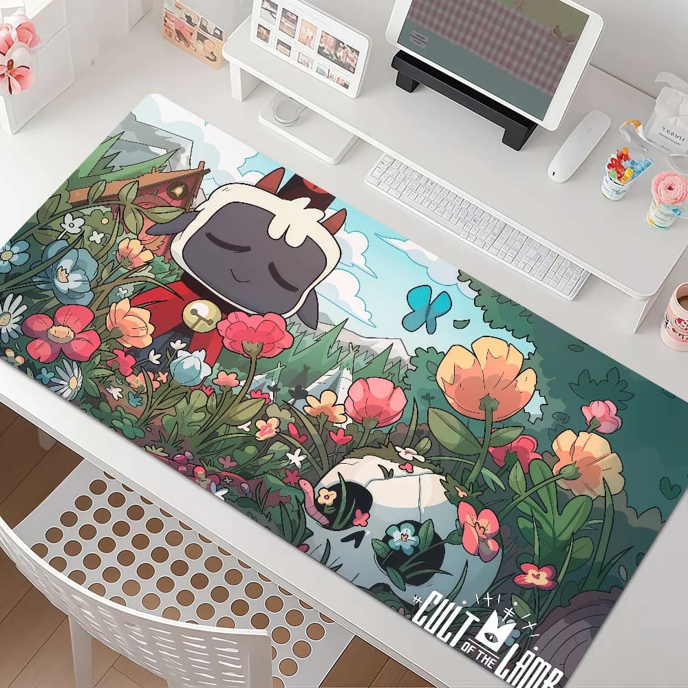 C-Cult Of The L-Lamb V-Video Game Mouse Pad Anti Slip Rubber Edge Locked Thickened Laptop Gaming Desk Mat