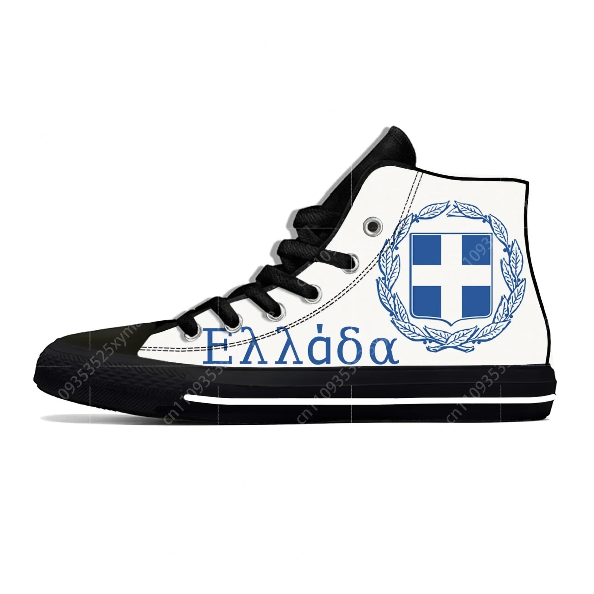 Scarpe da ginnastica alte con bandiera della Grecia, scarpe casual da uomo, donna, adolescente, scarpe da corsa in tela, scarpe leggere e traspiranti con stampa 3D