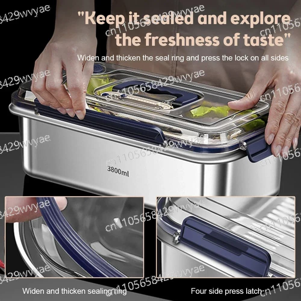 316 Stainless Steel Large Capacity Leak Proof Kitchen Storage Container with Lid Food Storage Container Sealed Food Grade