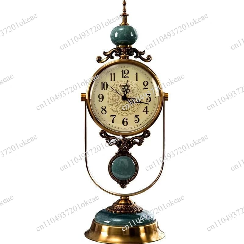 American retro desk clock living room light luxury household clock desktop pendulum clock