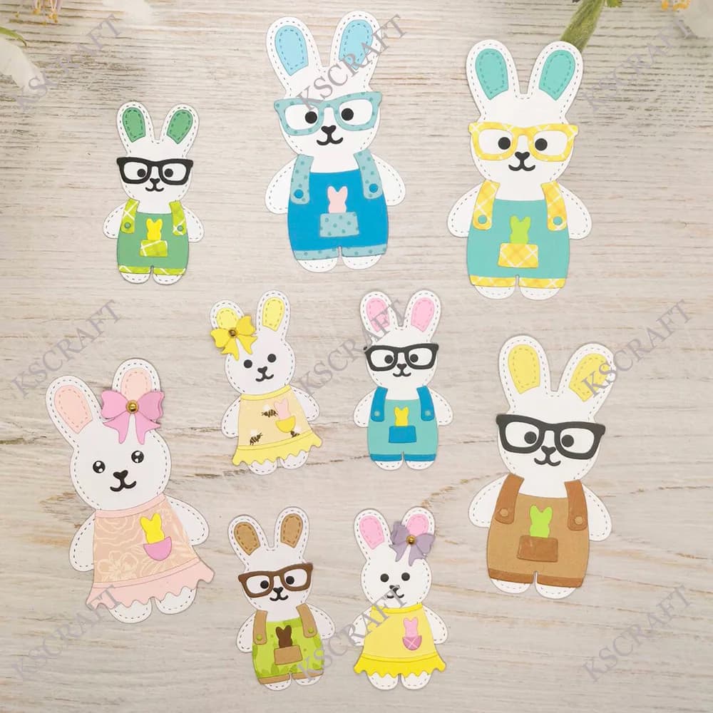 KSCRAFT Stencil per fustelle per coniglietto per ragazzo e ragazza per scrapbooking fai da te, goffratura decorativa, carte di carta fai da te