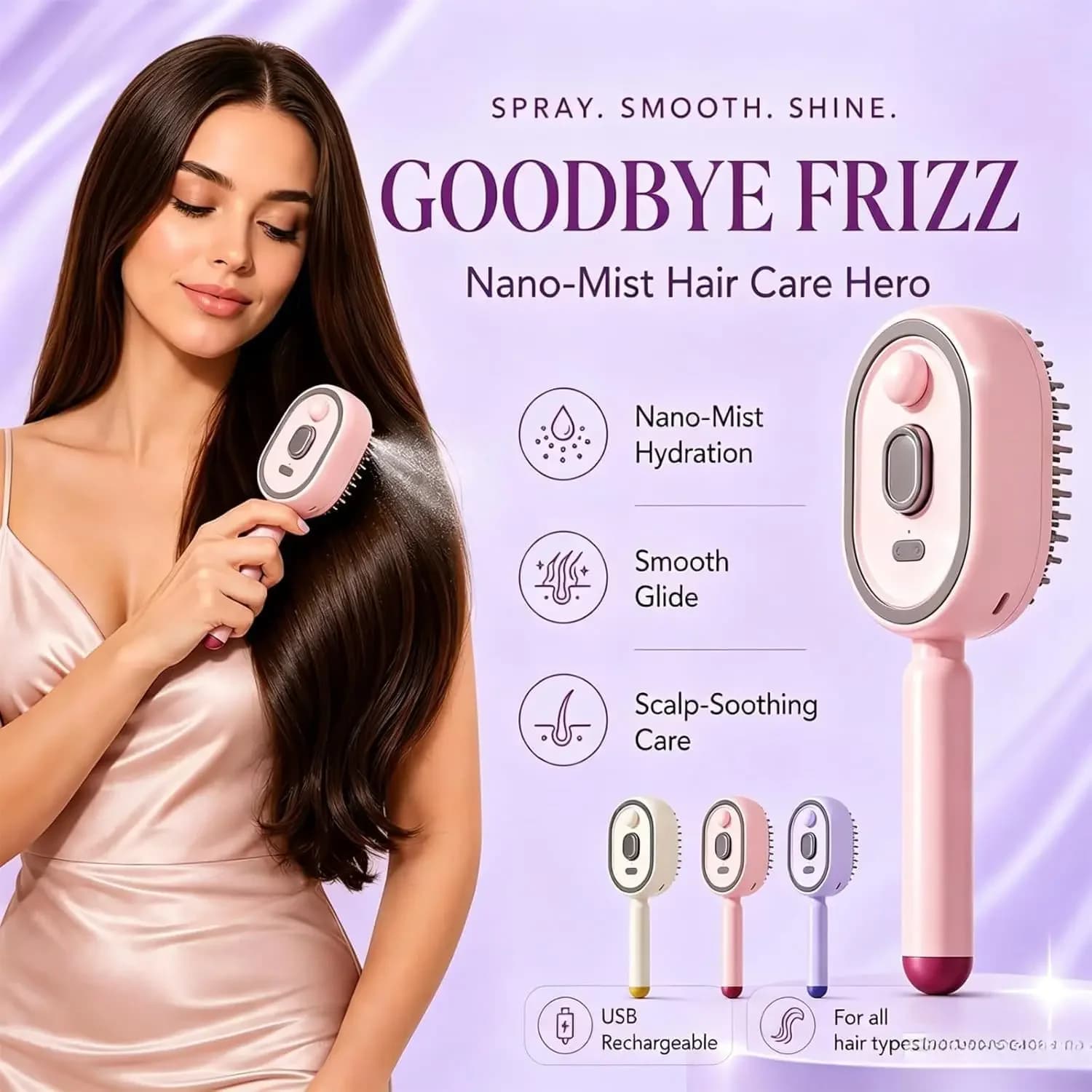 Electric Steam Hair Straightener Brush Spray Air Cushion Detangling Massage Comb Oil Scalp Care Hair Brush Gift For Women