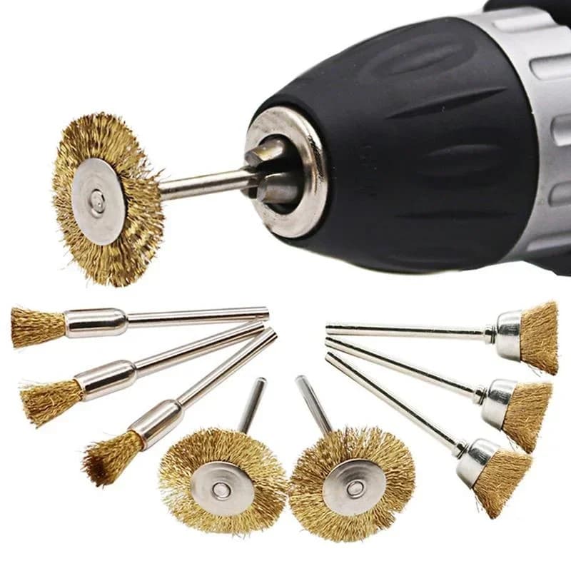 9 3 mm copper wire brushes for metal rust removal, polishing for rotary grinder accessories, cleaning tools