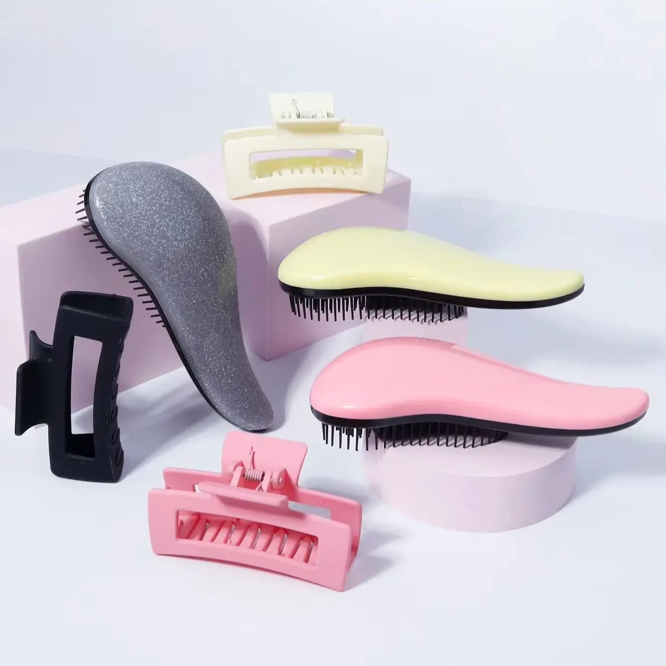 2pcs hair styling tool set, anti slip square toothed gripper, dolphin shaped massage scalp brush, Special for Real Hair Wigs