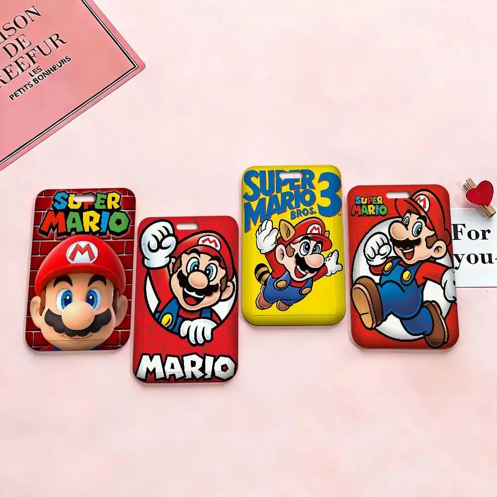 Porta Carte di Credito Super M-Mario con Cordino, Porta Tessere Bancarie e ID, Badge Identificativo per Studenti