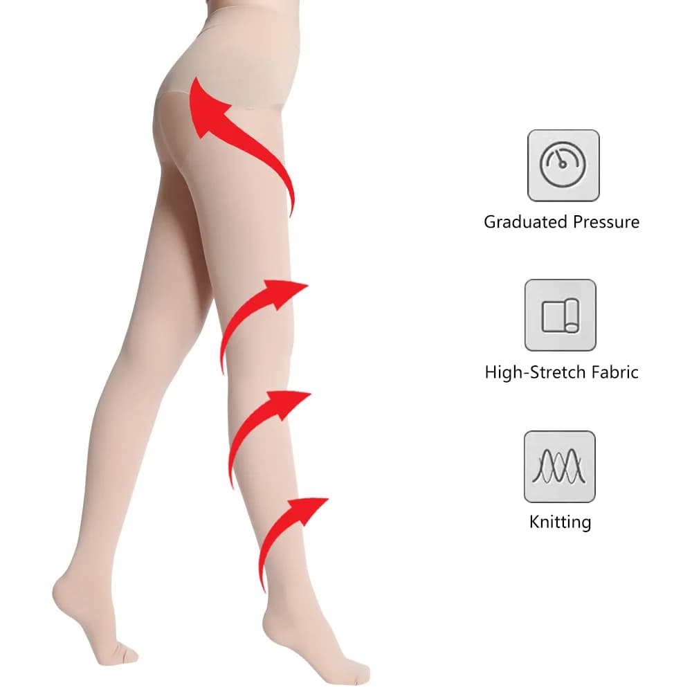 Leggbeauty collant a compressione senza cuciture calze 15-21mmHg vita alta vene Varicose modellatura delle gambe collant a tubo da stufa punta chiusa