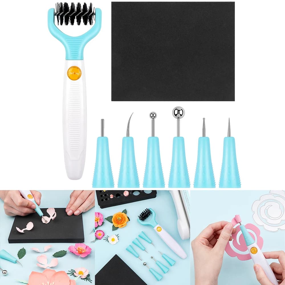 8 in 1 Paper Sculpting Tool Kit & Die Pick Foam Pad Multipurpose Die Cleaning Tool for DIY Scrapbooking Paper Flower Design