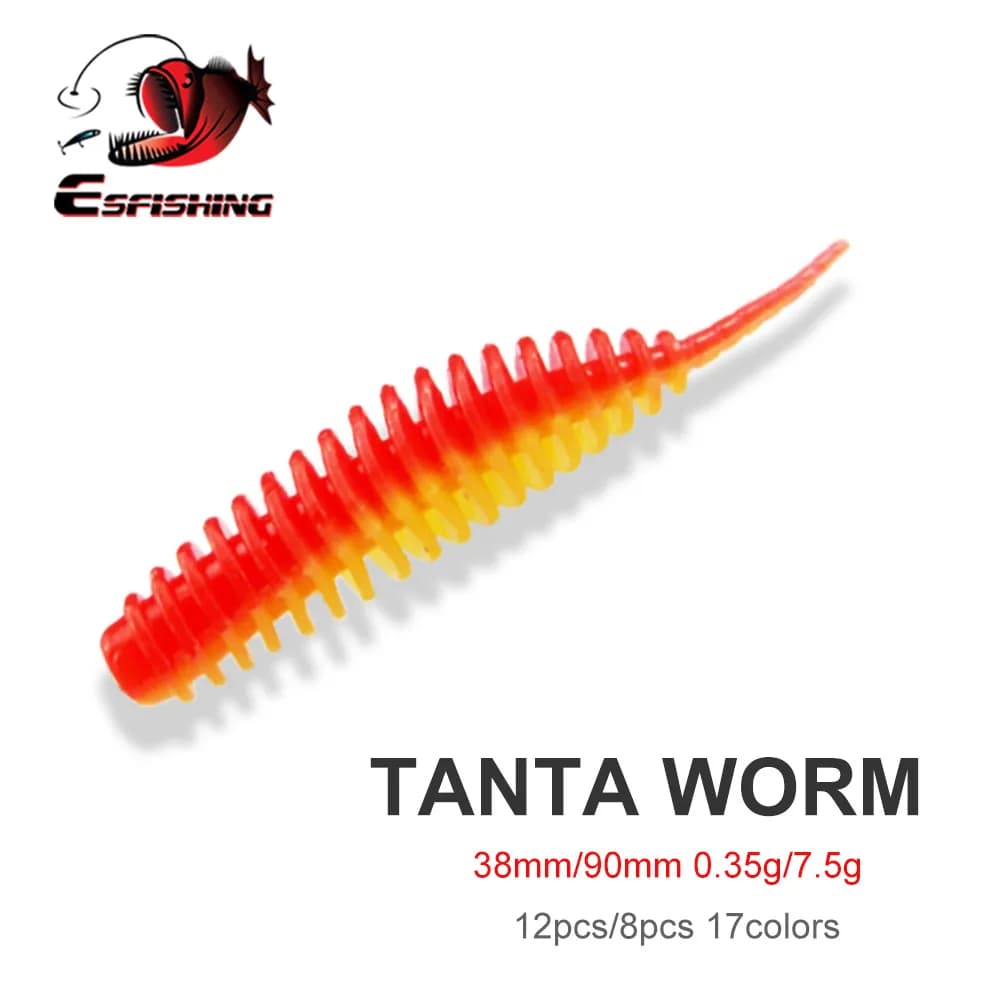 ESFISHING Pesca Piccolo Verme Esca Richiamo Tanta 38mm 90mm 0.35g 7.5g pesca sul ghiaccio Leurre Peche Calamari Attrezzatura da pesca Bass Pike