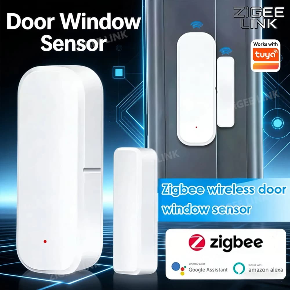 Sensore magnetico wireless Zigbee per porte e finestre con notifica tramite app per la protezione della sicurezza domestica Tuya