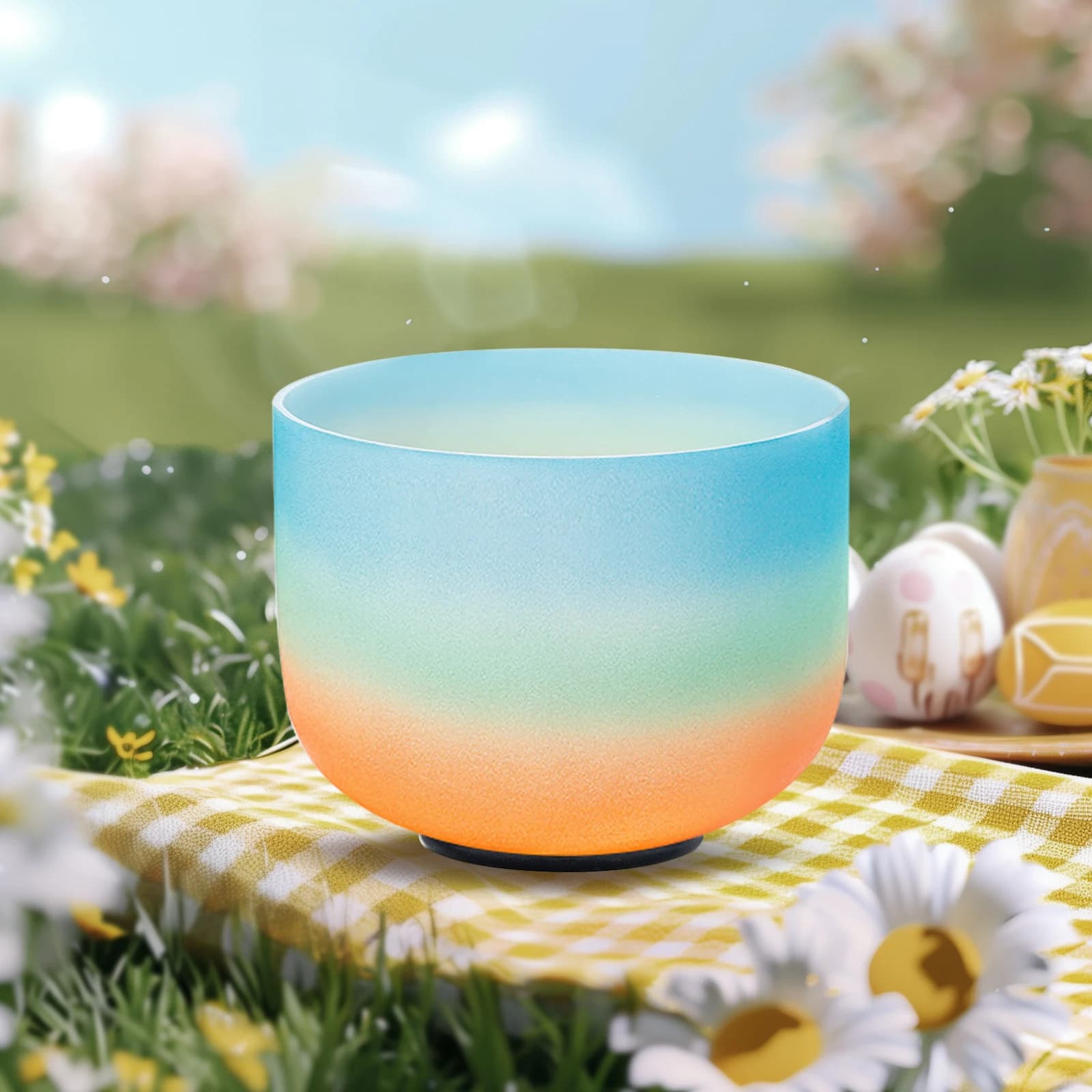Hye-eun 10 Inch 440hz/432hz Rainbow Frosted Quartz Crystal Singing Bowl for Sound Healing Musical Instruments Yoga Meditation