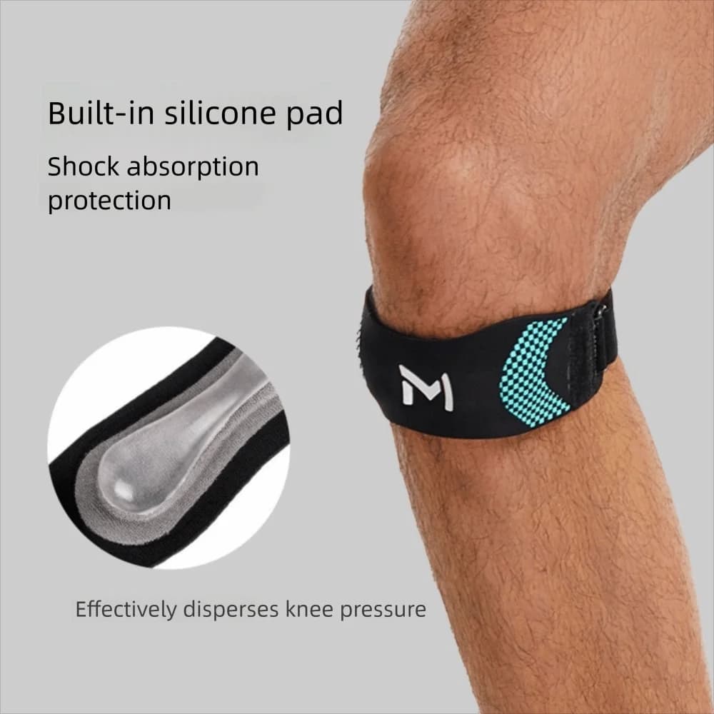 Ginocchiera a compressione con cuscino, fascia patellare regolabile e traspirante, supporto sportivo ammortizzante per ginocchio