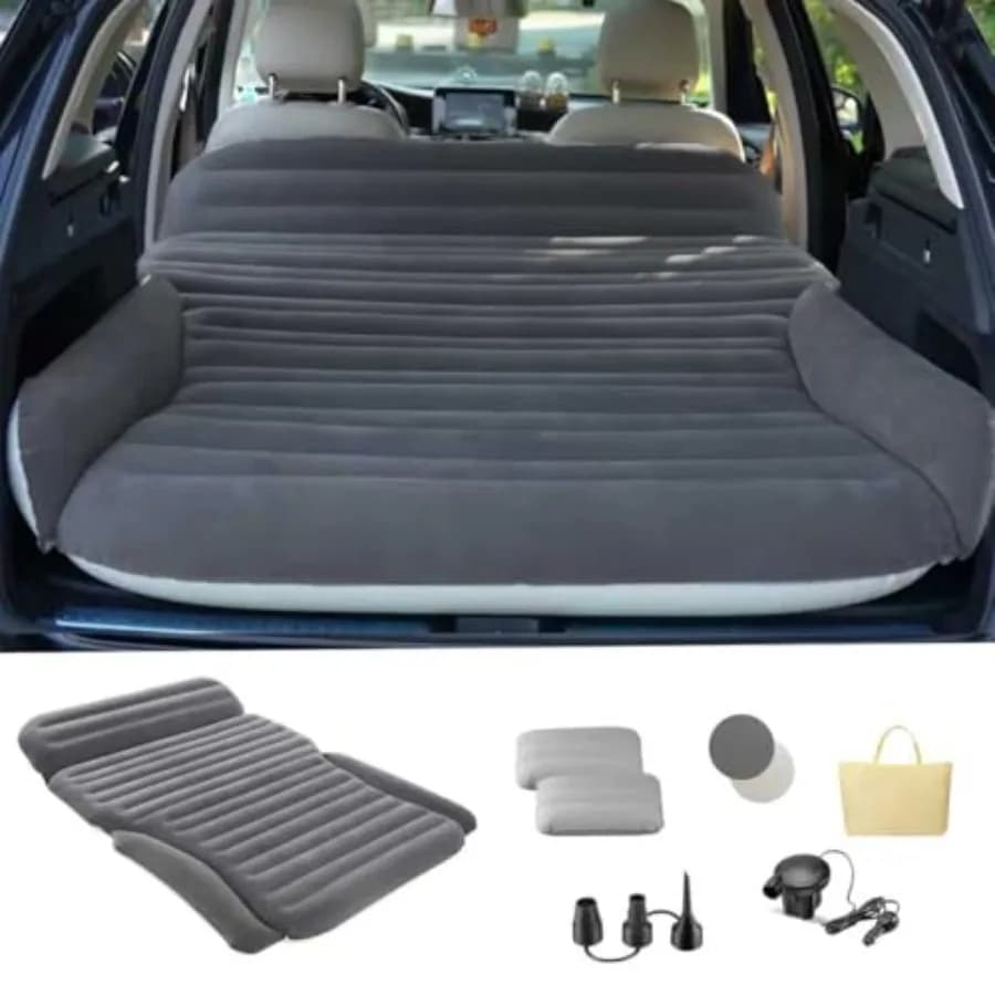 Materasso Gonfiabile per SUV, Auto e Campeggio, Letto Portatile Rinforzato per Viaggi, Include 2 Cuscini e Pompa Elettrica