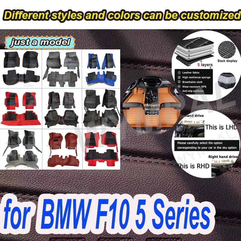 LUSSO Car Mats for BMW F10 Series 5 2016 2015 2014 2013 2012 2011 2010 Personalized Foot Reliefs
