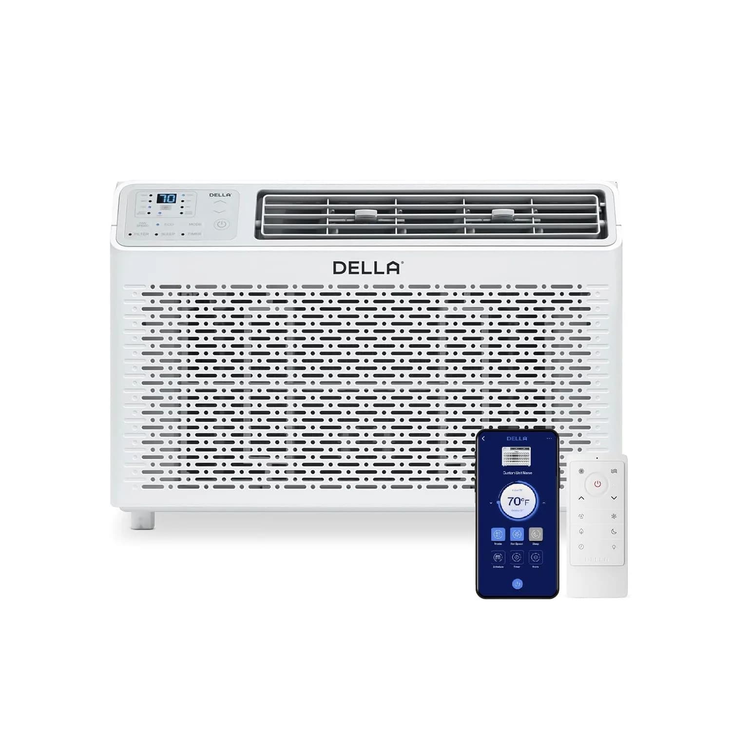 Condizionatore da Finestra a Risparmio Energetico 10000 BTU con Alexa, WIFI, Telecomando GEO, Deumidificatore, Ventilatore, Filtro, per 450 Piedi Quadrati, Facile Installazione, Personalizzabile