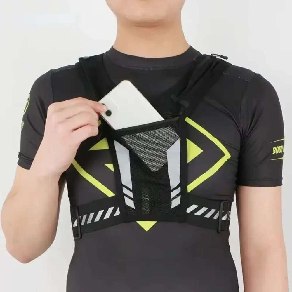 Lightweight Reflective Running Backpack Adjustable Strap Cards Bag Sports Running Vest Workout Zipper Pocket