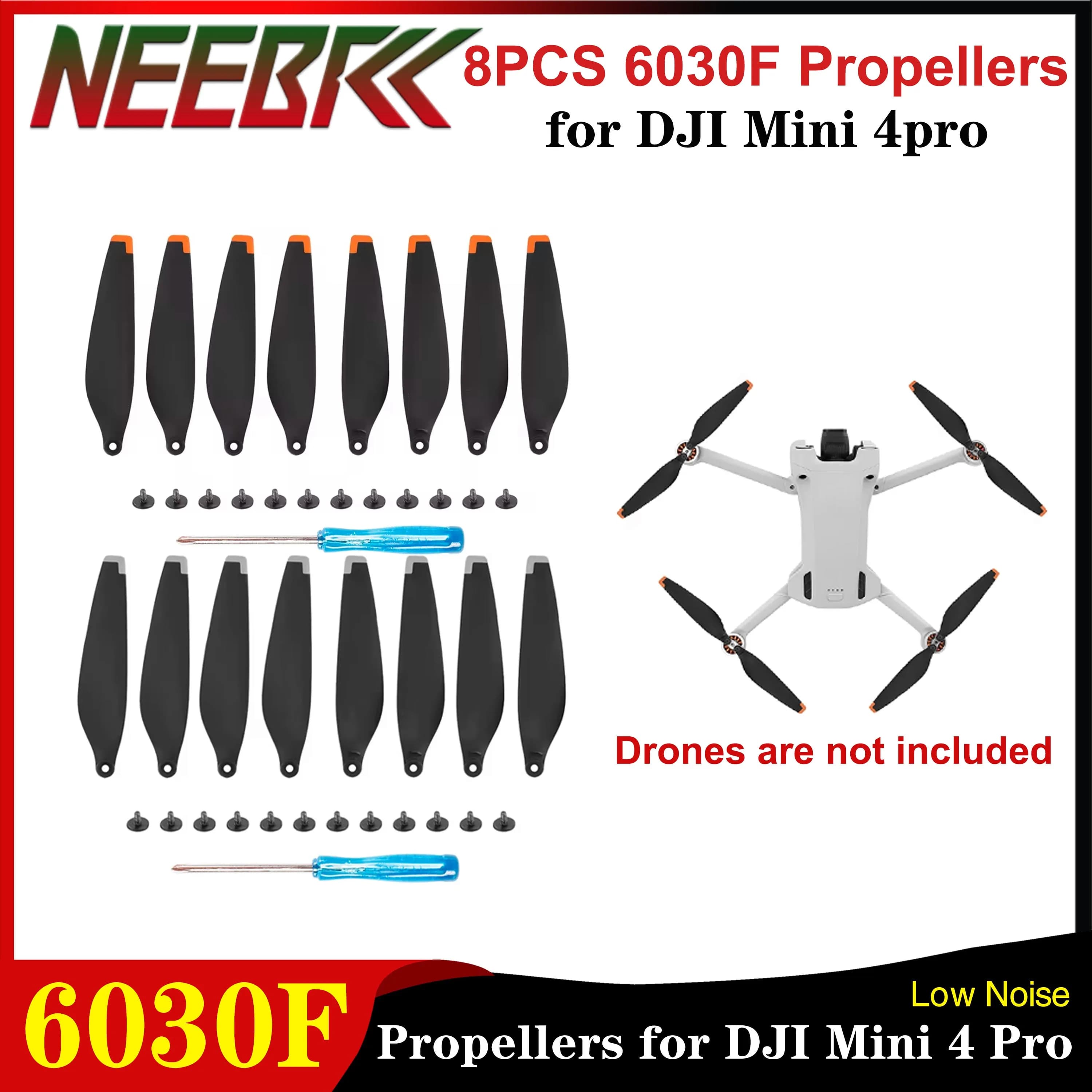 8PCS 6030F Low Rope Wind Breakers Wing Fans Dress for DJI Mini 4 Pro RC Racing Drone Spare Parts