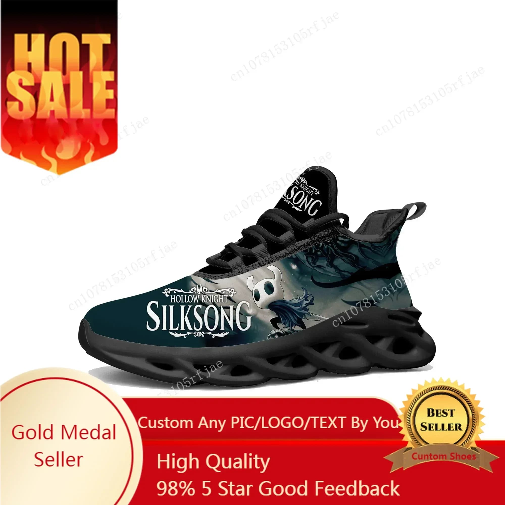 Cartoon Game Ghost Hollow Knight, men's and women's running sports shoes, custom laces shoes