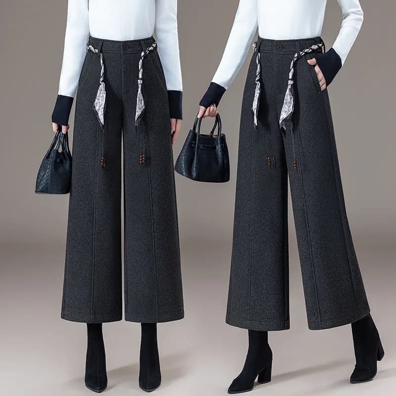 Pantaloni bootcut drappeggiati per pantaloni casual con cintura e sciarpa da donna piccole