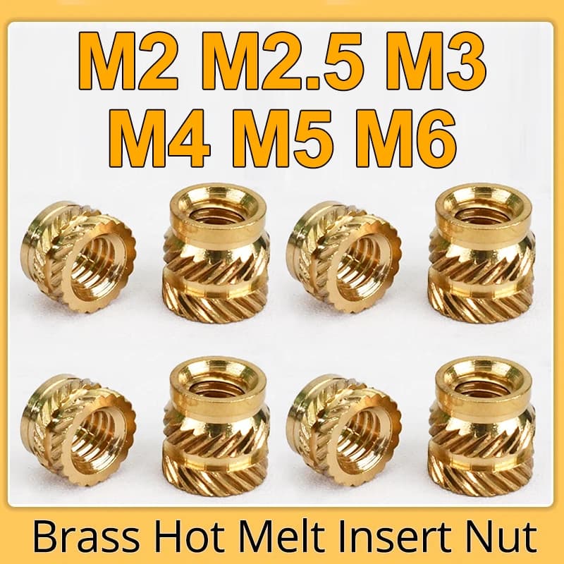 M2 M2.5 M3 M4 M5 M6 Brass Hot Melt Insert Dado Zigrinato Threading Heat Printer Double Twill Injection Dado for 3D Printer