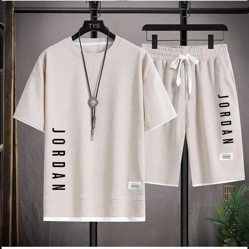 Set T-shirt + pantaloncini alla moda e casual, set di abbigliamento sportivo da uomo, tuta da jogging estiva da uomo ampia e comoda