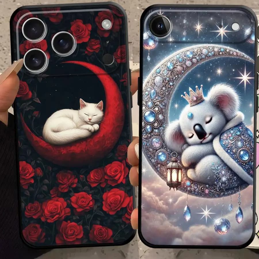 Cover per Telefono a Forma di Gatto Dormiente per Apple iPhone 17 Pro Max 11 15 XS XR 12 Plus Air 13 Mini 16 7 8