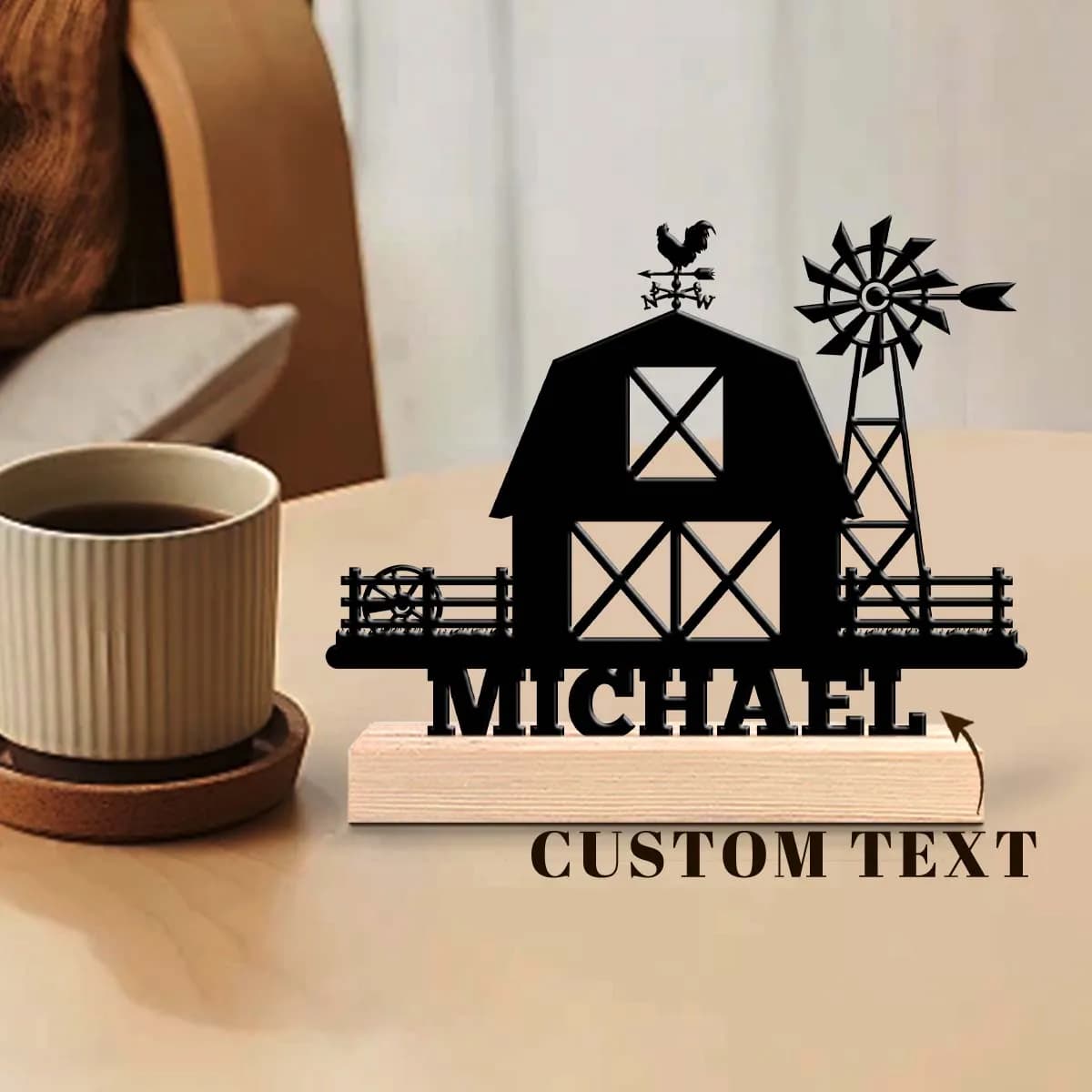 1pc Desktop Metal Ornaments Custom Name With Wooden Base Suitable for Fireplaces,Study Rooms,and Offices