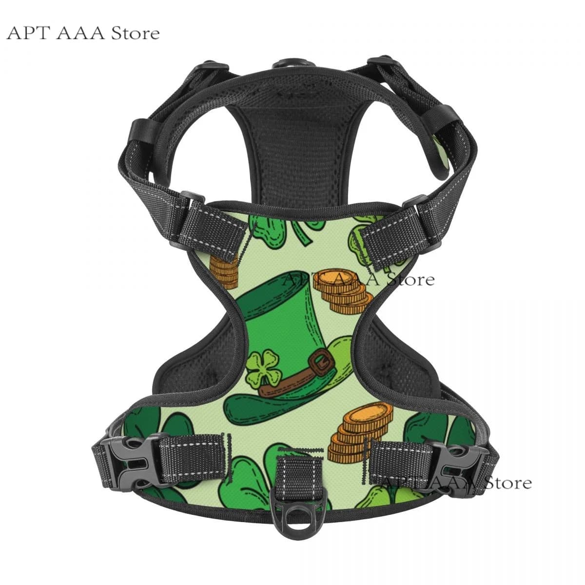 Riflessione Stpatrick Pettorina per cani Cintura toracica Anello a sgancio rapido regolabile Prodotti per animali Collari da passeggio Imbracature
