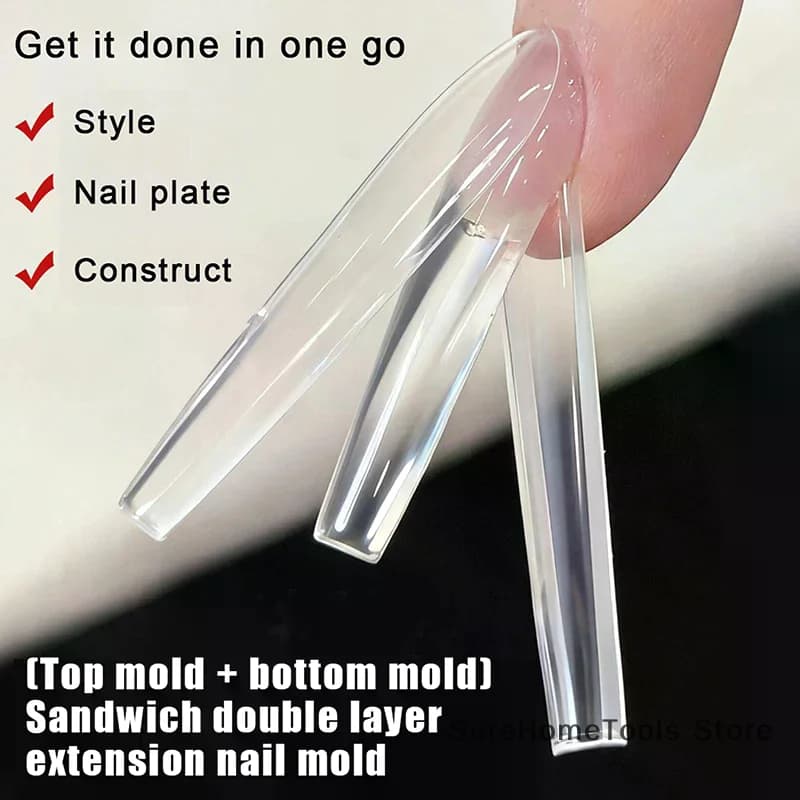 240 PZ 15 Formati Sandwich Doppia Forme Per Unghie Stampo Inferiore Superiore Mandorla Estensioni Per Unghie Gel UV FAI DA TE Unghie Artistiche Strumenti Salone Forniture Per La Casa