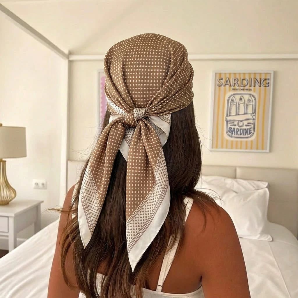 70x70cm New Luxury Brand Dot Prin Square Scarf for Women Hijab Hair Bands Neckerchief Female Satin Shawl Ribbon Headband 2026
