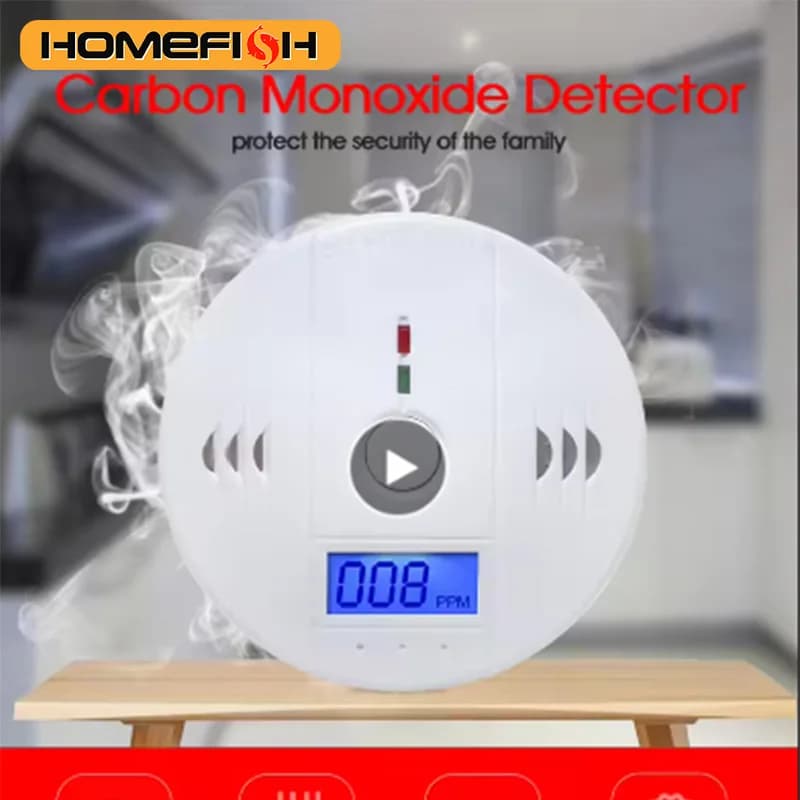 HOMEFISH Rilevatore di Monossido di Carbonio Indipendente, Allarme CO con Display LCD Fotoelettrico per Casa e Hotel