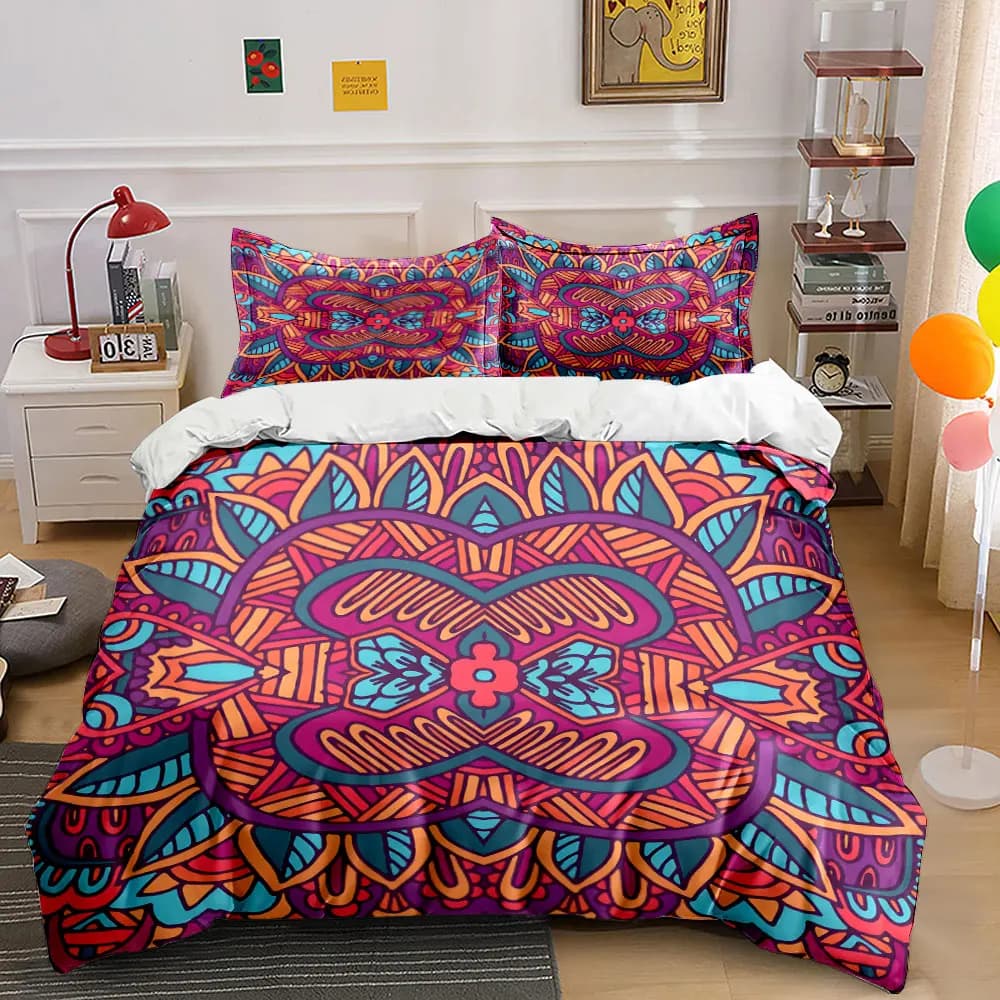Colorful Mandala Art Pattern Print Soft Comfortable Duvet Cover Bedding Set Included 1*Duvet Cover 2*Pillowcases Luxury Gift