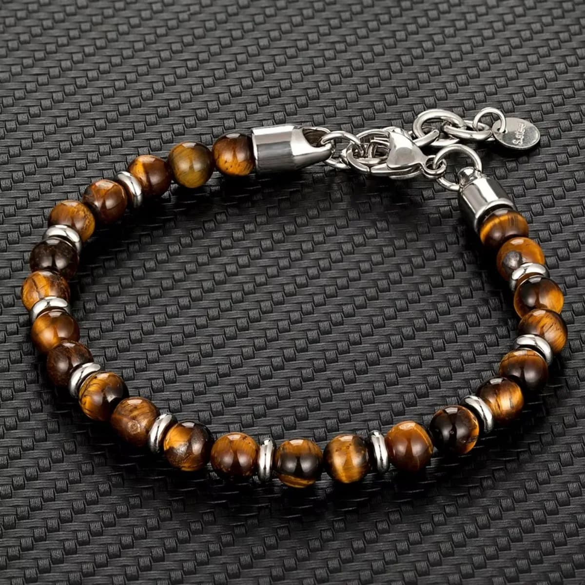 Bracelets with 6mm Tiger Eye Beads Thread Bracelets with Women's Pendants for Men Stainless Steel Chain Colorful Natural Stone Bracelet Male Jewelry Gift New