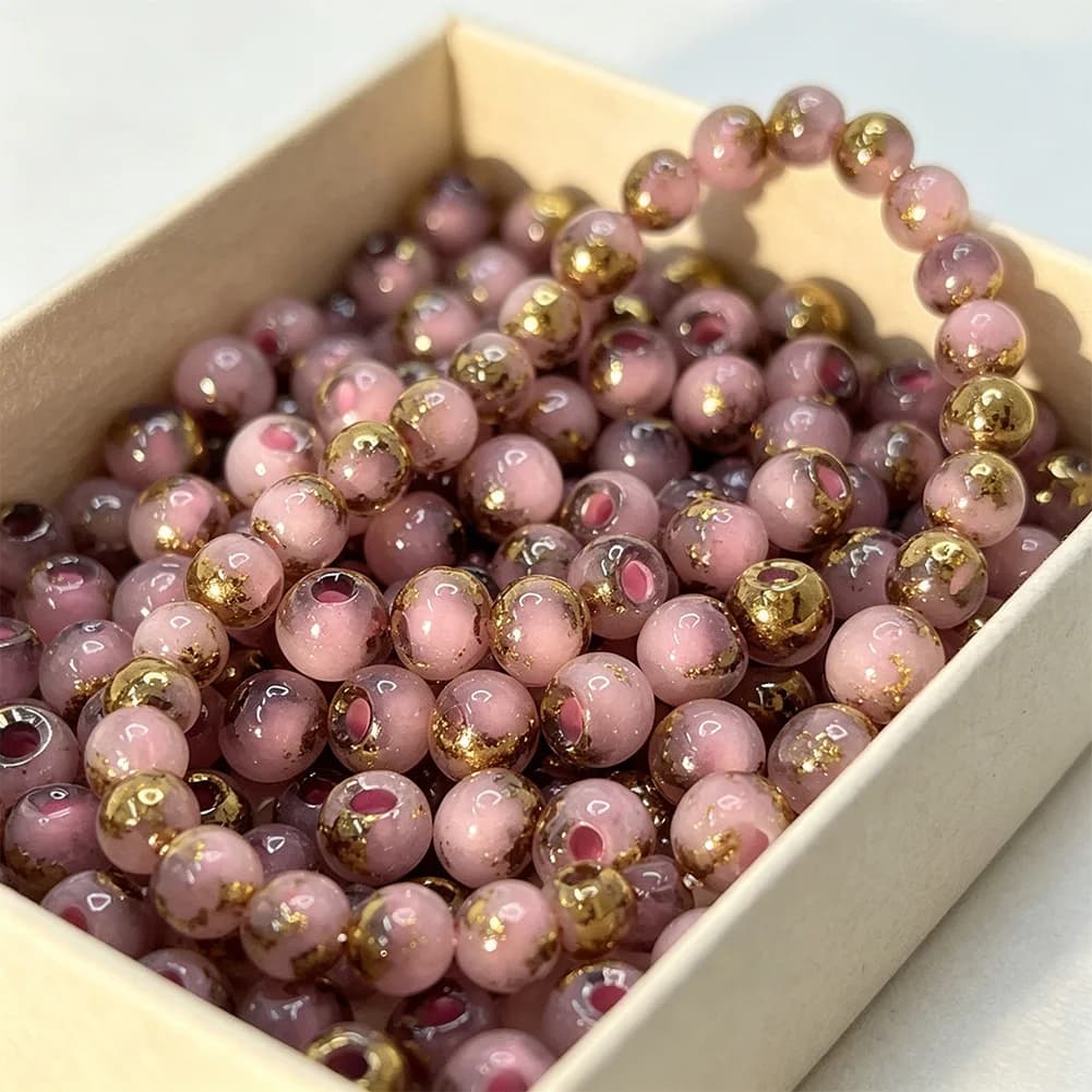 Half Gold Half Jade Glass Round Beads 4mm For DIY Jewelry Handmade Beading Accessories Bracelets Earrings Necklaces