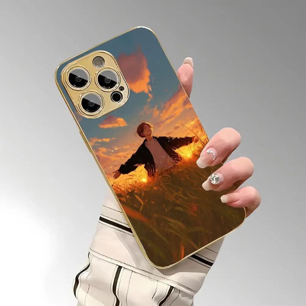Cover per telefono Y-outh Vibe con protezione fotocamera per iPhone 17/15/16/14/13/12/11 Pro Max, custodia antiurto con telaio placcato in vetro