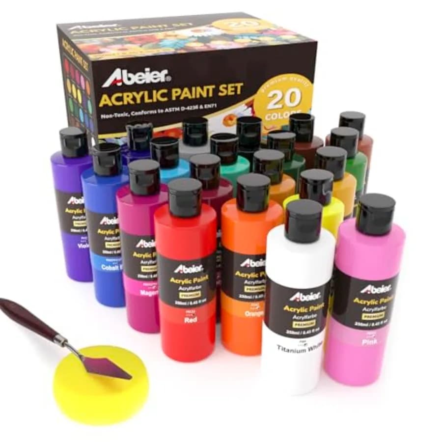 Acrylic Paint, 250 ml/8.45oz Acrylic Paint Bottle Set, Non-Toxic, Rich Pigments Bulk Painting Supplies for Canvas Crafts Wood C