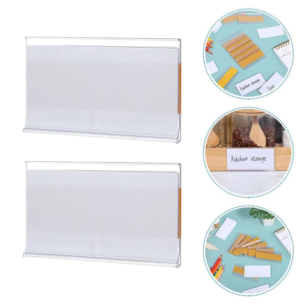 1Set Label Holders Transparent Adhesive PVC Shelf Label Holders for Organizing Storage Bins Drawers Books Office Supermarket