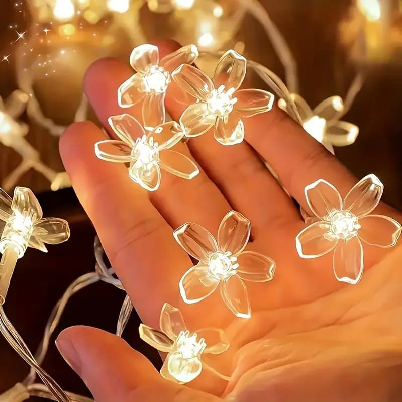Cherry Blossom LED String Lights Rome Decoration Flower LED String Lights Indoor Party Atmosphere Home Flower Fairy Lights