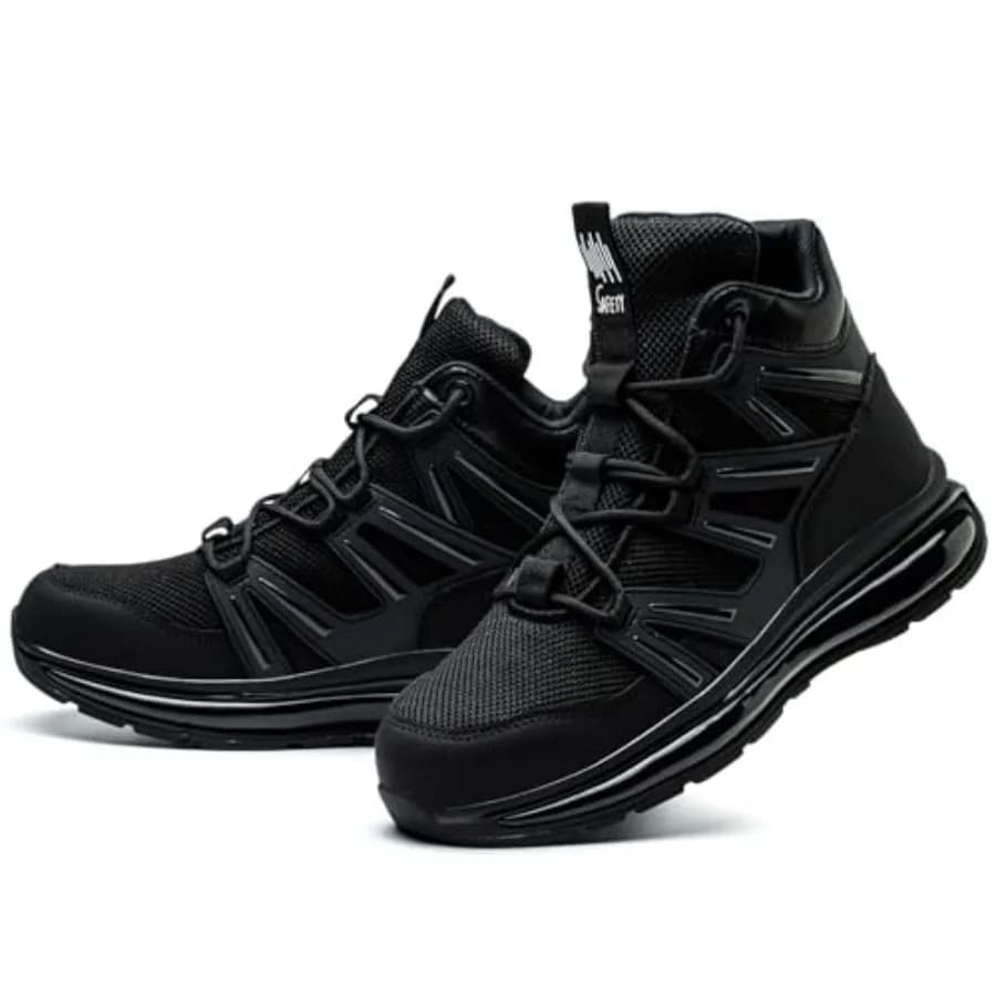 SYLPHID Sneakers con punta in acciaio da uomo, scarpe antinfortunistiche da donna, scarpe da lavoro alte con cuscino d'aria, leggere, traspiranti, antiperforazione