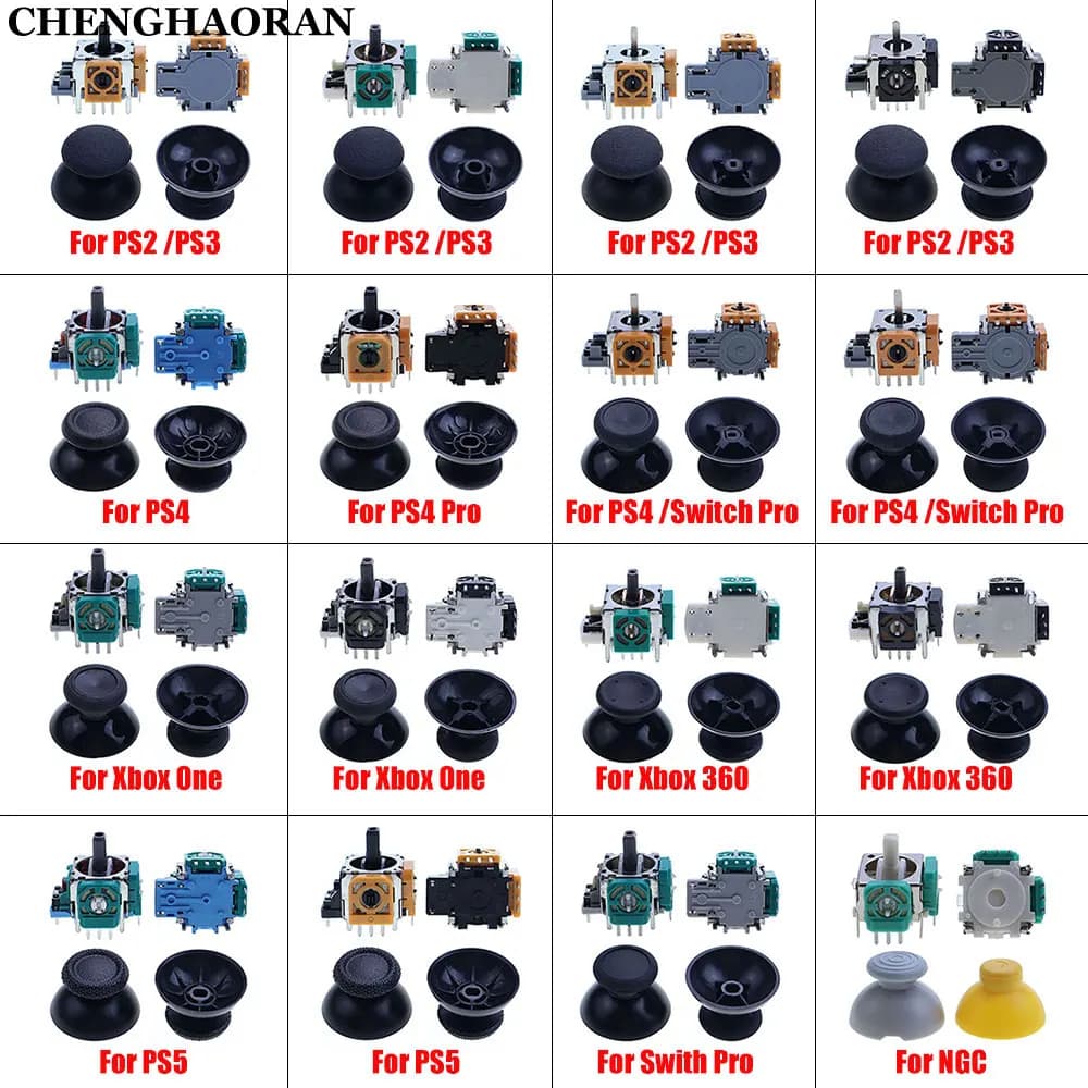 1Set Per PS2 PS3 PS4 Pro PS5 Switch Pro Xbox One 360 Controller 3D Analogico Joystick Thumb Stick Grip Caps Parti di Riparazione