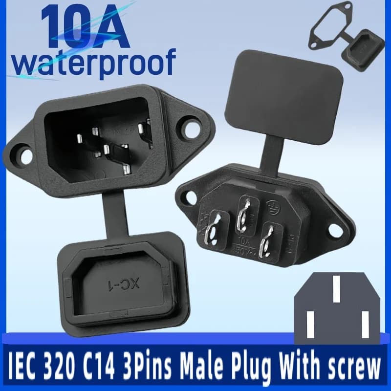 Connettore IEC320 C14 Presa di corrente montata su pannello elettrico AC 3Pins10A con copertura in PVC impermeabile per rimorchio moto auto