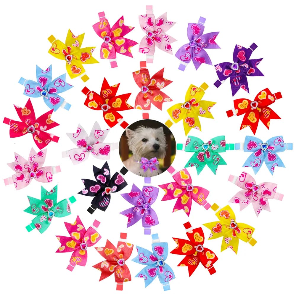 30PCS Love Style Dog Bow Tie Valentine's Day Pet Supplies Cute Samll Dog Cat Bowties Collar Dog Accessories for Small Dogs Cats