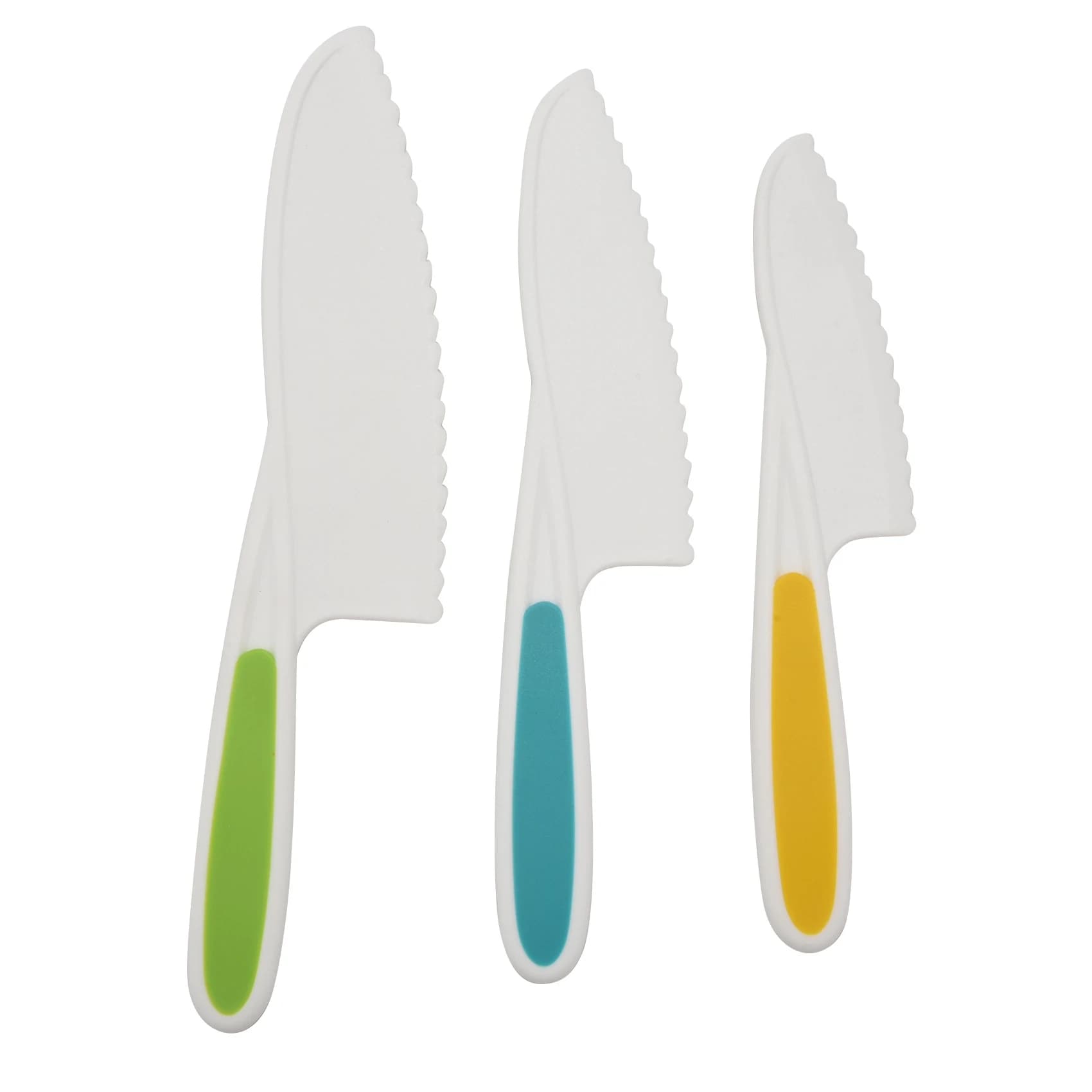 ABVC Children's Knives Set of 3-piece nylon knives, children's kitchen knives with firm grip, serrated edges